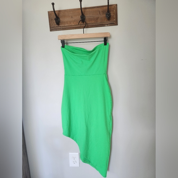 Susana Monaco REVOLVE Strapless Asymmetric Mini Tube Dress Green LIKE NEW - Picture 3 of 5
